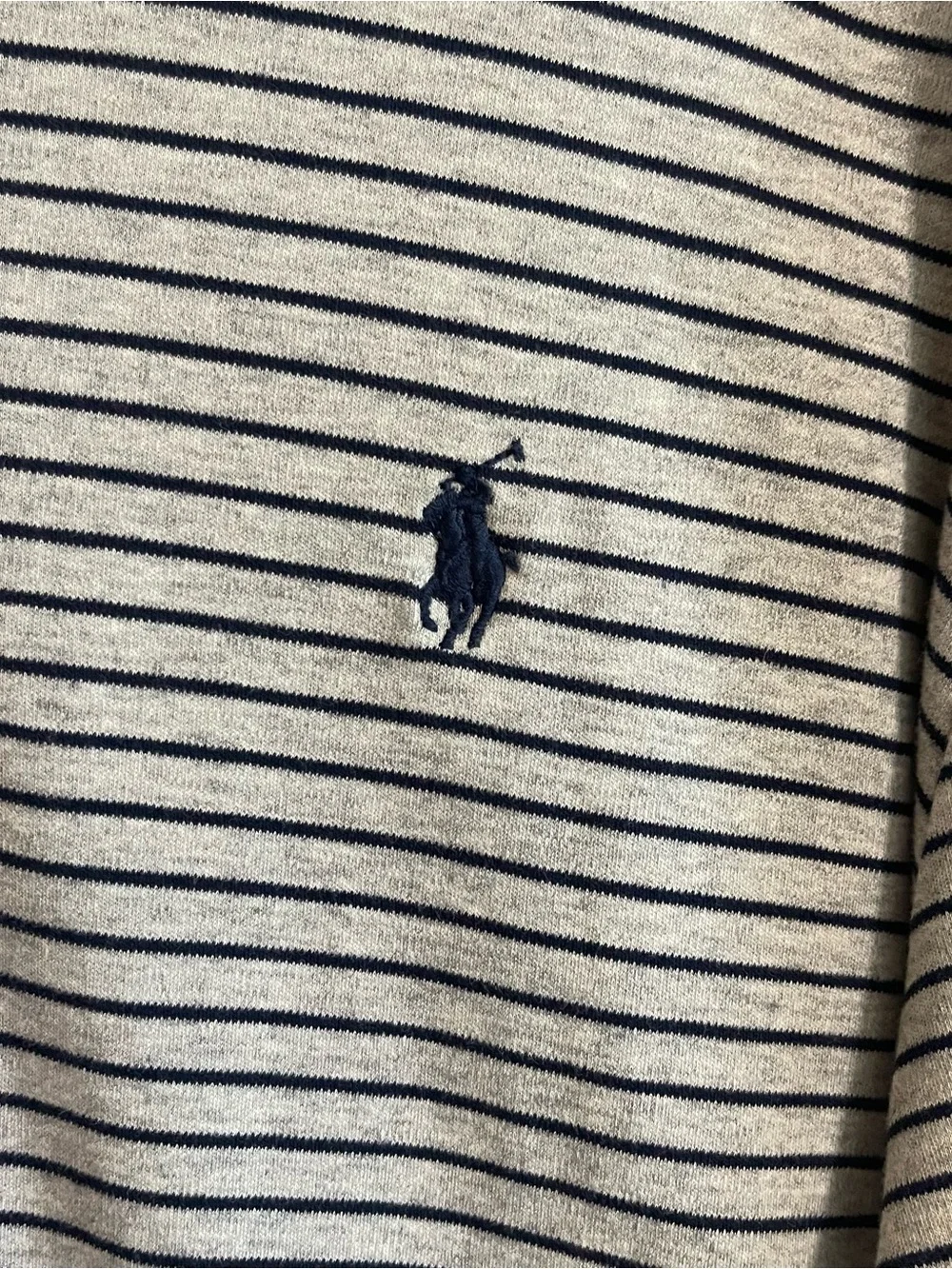 Ralph Lauren Gray Polo with Navy Stripe Detail